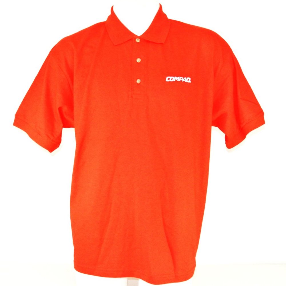 COMPAQ Computers Vintage Employee Uniform Polo Shirt Red NEW Size M Medium